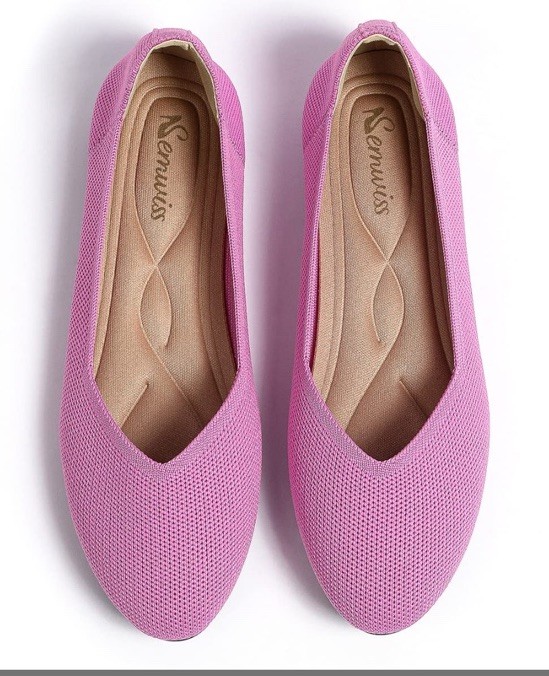 Semwiss Round Toe Flats For Women Dressy Comfortable, Knit Ballet Shoes Pink 9.5