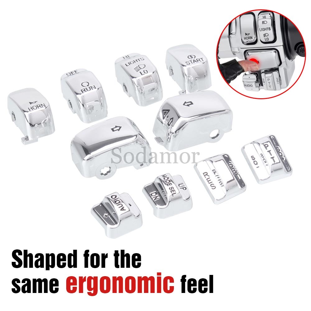 Chrome Hand Control Switch Housing Covers Buttons Caps For Harley Electra Street