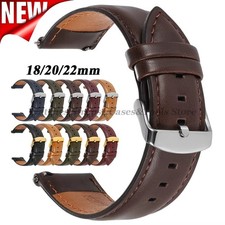 18mm 20mm 22mm Genuine Leather Watch Strap Quick Release Wristband Black Brown