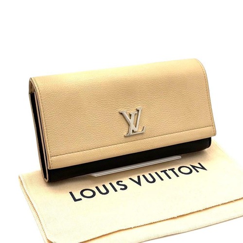 Louis Vuitton Lock Me 2 Calf Leather Wallet Black Used From Japan
