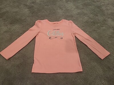 Kids Girls Jumping Beans Pink Long Sleeve Shirt ''Just Add Glitter'' Size 5
