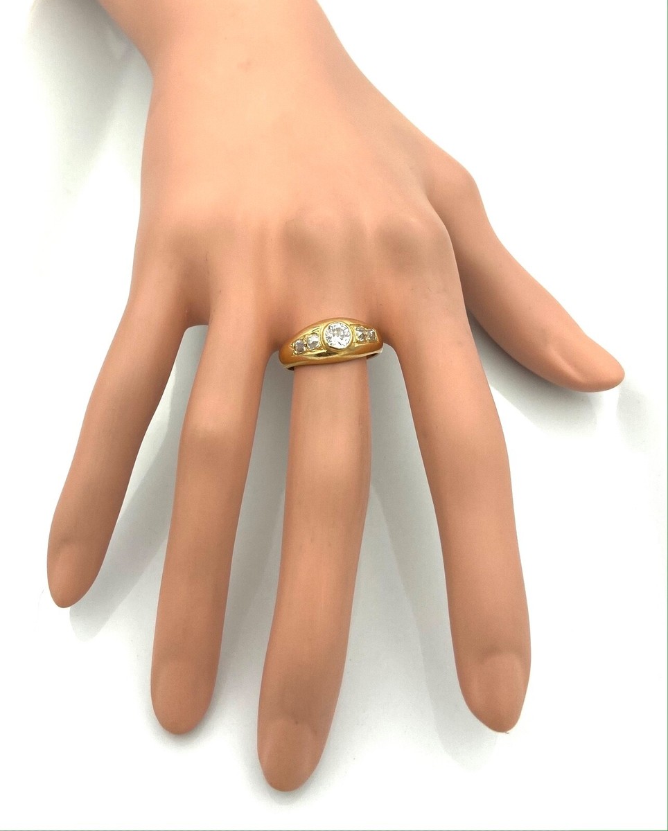 Bague En Or Jaune 18 Carats Avec Diamants - Modèle éternité, 0.27 Carat, 5.59g, Occasion.