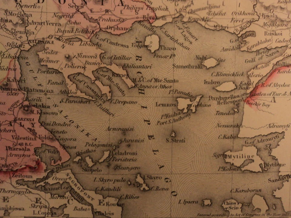 1855 1st COLTON Atlas Color Map TURKEY Asia Minor Crete Macedonia Bosnia 14x17in - Image 4 of 4