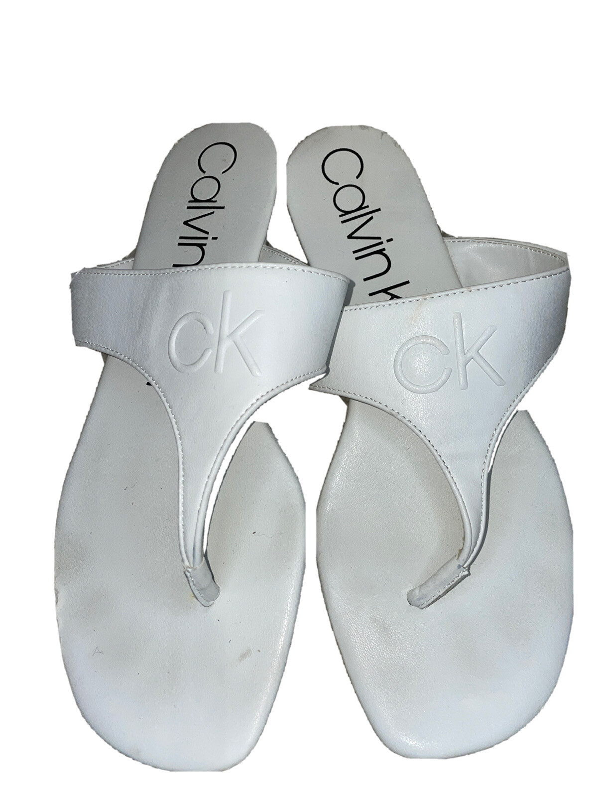 calvin klein flip flops white