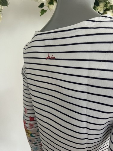 Joules Harbour Damentop Größe 10 cremefarben marineblau gestreift Blumenmuster Jersey NEU OD20 - Bild 13 von 20