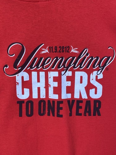 Yuengling Ohyo 2012 Cheers To One Year Graphic Double Sided Red Shirt Size XL - Picture 2 of 15