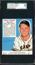 1952 Red Man Tobacco Baseball NL-13 Whitey Lockman Signed Auto SGC JSA 6