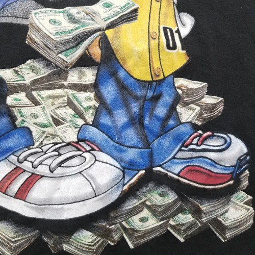 Vintage Looney Tunes T Shirt Men’s XL Y2K Bugs Bunny Taz Daffy Rap Hip Hop Bling - Picture 4 of 10