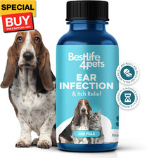 Itch Relief and Ear Infection Treatment for Dogs Cats, Natural Ear Mites Treat