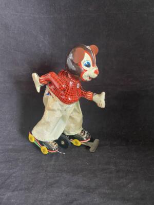 Topre TPS Tin Wind-up Toy Bear Skate F/S FEDEX