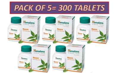 5 x Himalaya Neem 300 Tabs für Haut-Wellness Ablaufdatum März 2028