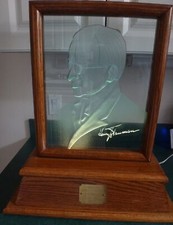 (RARE) Harry Truman Etched Glass Lighted Display Signed #'d by Artist #1/1000