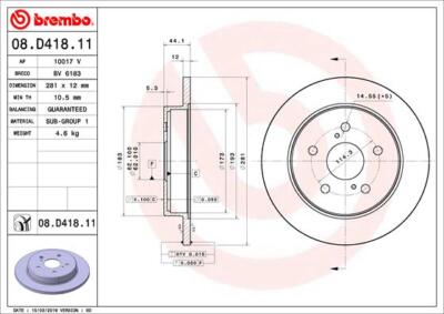 2 x BREMBO 08.D418.11 Bremsscheibe für LEXUS,TOYOTA,TOYOTA (FAW),TOYOTA (GAC)