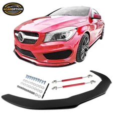 Fits 14-16 Benz CLA Front Splitter w/ Hardware Matte Black - PP & Red Rods