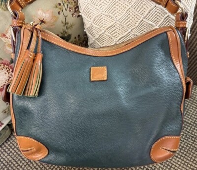 Dooney Bourke Green & Brown Florentine Leather Side Pocket Hobo Shoulder Bag