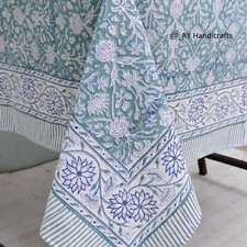 Copritavolo in cotone floreale stampa blocco a mano regalo per nuova casa bia...