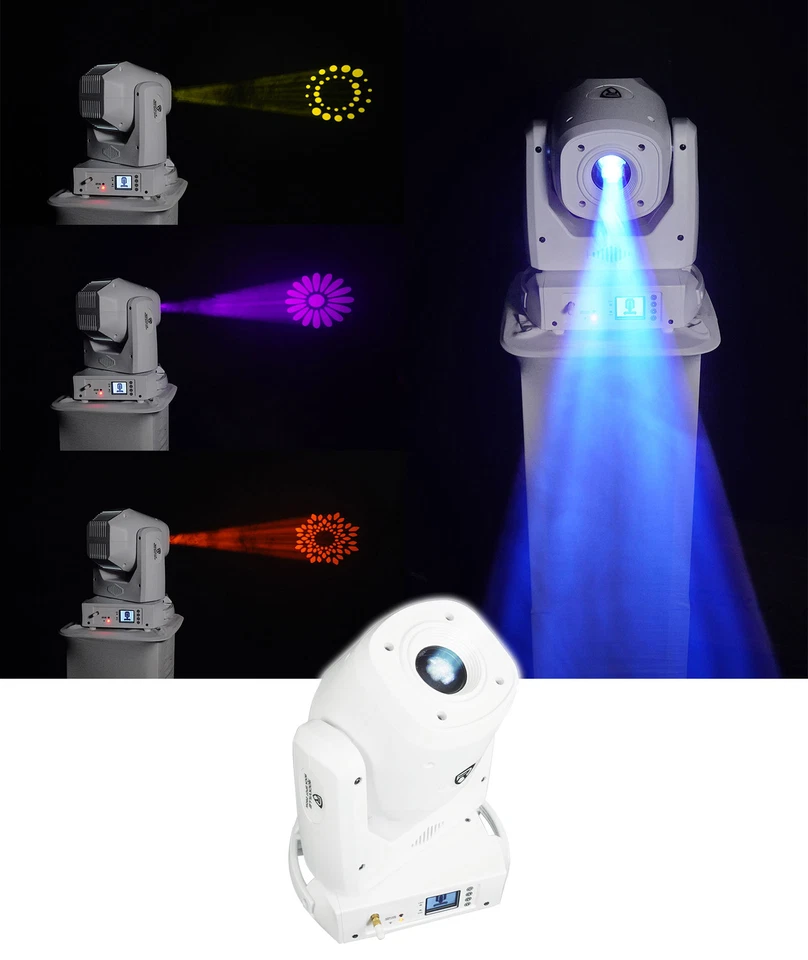 Rockville ROCK SPOT 260W White Moving Head Wireless DMX DJ Spot/Prism/Gobo Light