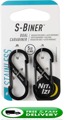 Nite Ize S-Biner Dual Carabiner Stainless Steel, Size 1, Black, 2 count (Pk 1 )