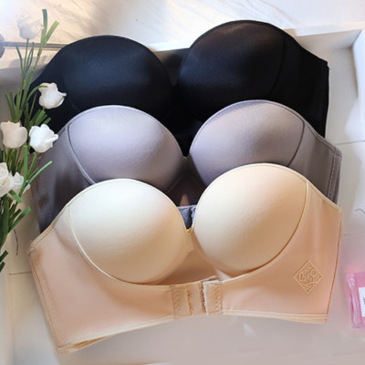 Women Sexy Strapless Push Up Bra Front Closure Bralette Invisible Bras Half Cup