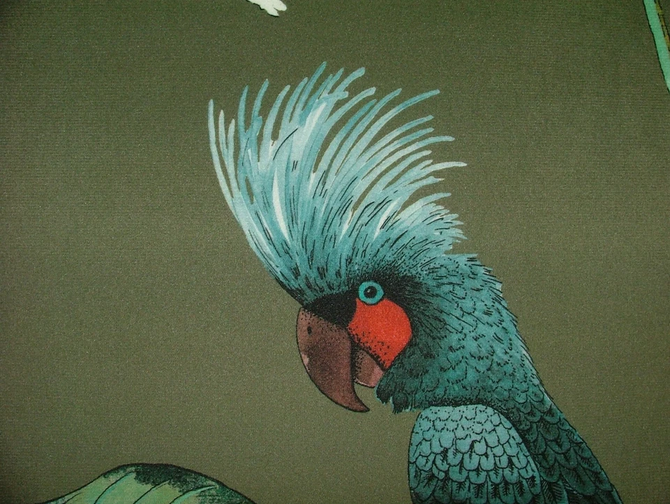 Kakadu Olivgrün Plüsch Samt Papagei Vogel Stoff Vorhang Polster Kissen - Bild 4 von 4