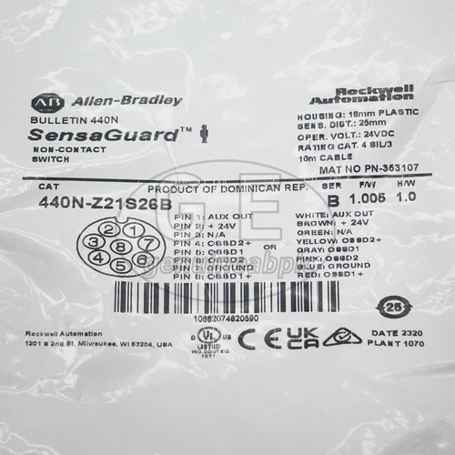 Allen Bradley 440N-Z21S26B No Special Features,SensaGuard,Non Contact Switch
