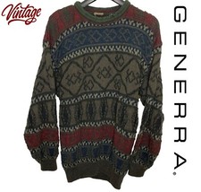 Vintage 80s 90s Generra Knit Pullover Sweater Sz Medium Mens Ramie Blend, EUC