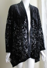 AMAZING Coldwater Creek Sz PM P M Black Spectacular Velvet Burnout Open Jacket
