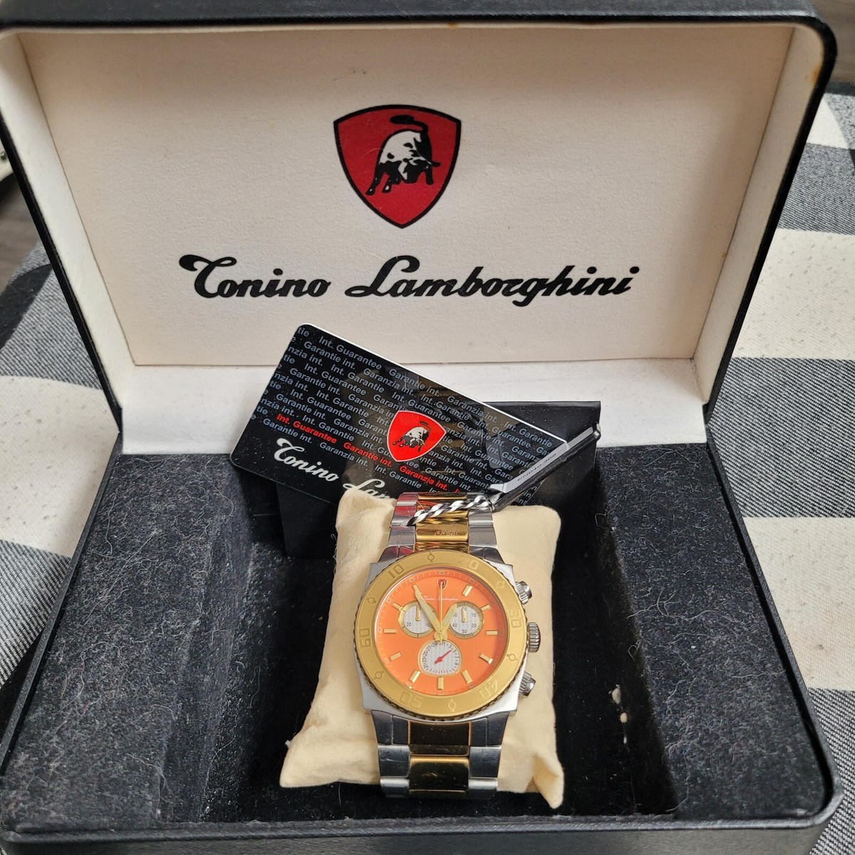 Tonino Lamborghini Collectors Watch Gold Bezel, Orange Face, Gold