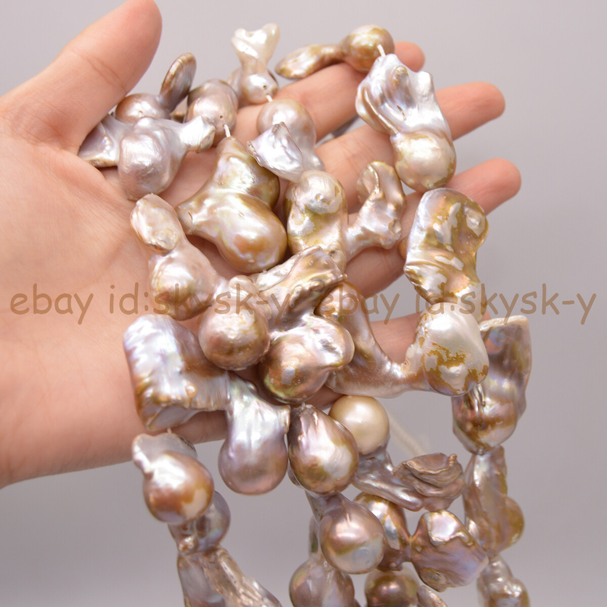 Huge 20-30mm Natural Multicolor Freshwater Baroque Pearl Fish Tail