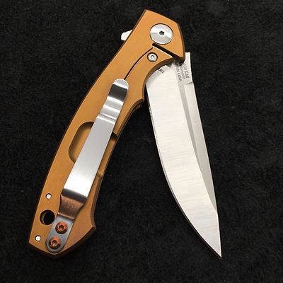 Zero Tolerance ZT 0450 Plain Edge Folder 14 Bronze Ano Ti clip