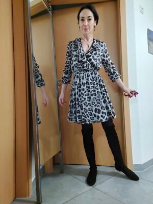 FREEBIRD  Kleid/ ein schönes Chiffon Damen Kleid Leo Muster. Neu ! XS