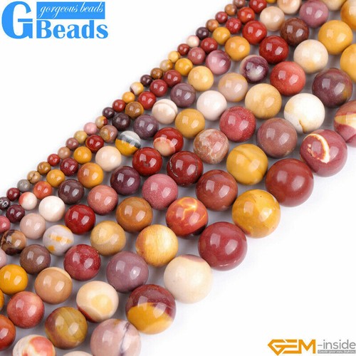 Round Natural Mookaite Jasper Beads Gemstone Spacer Beads For Jewelry Making 15" - Afbeelding 1 van 45