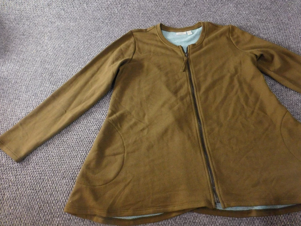 Logo by Lori Goldstein Jacket Medium green Women Zip stretch loose knit lounge - Image 4 of 4