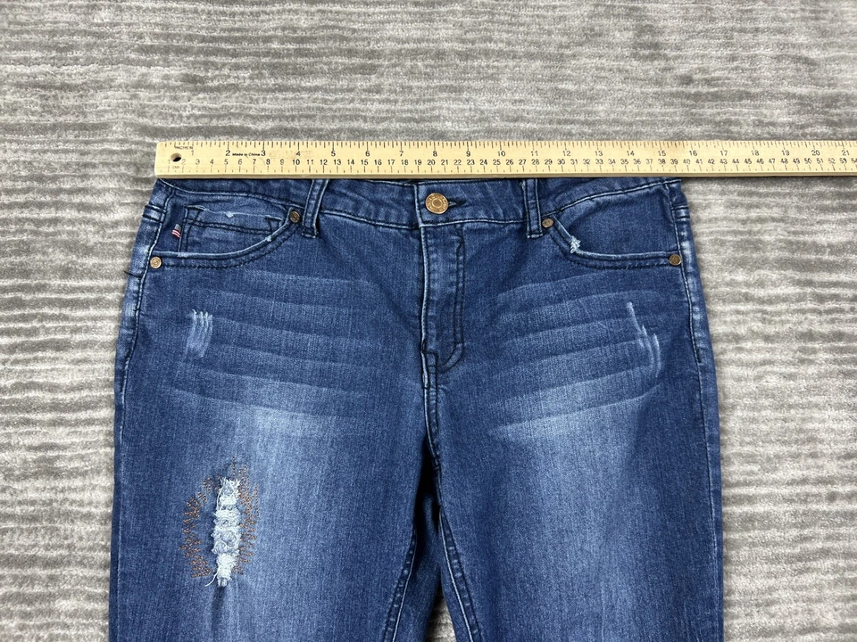 Jeans V Dorado Niñas 16.5 Plus Azul Denim Lavado Oscuro Puños Informales Foto 4 de 4