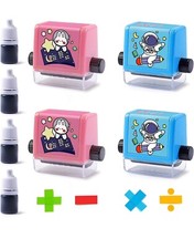 4PCS Smart Math Roller Stamps,Teaching Stamps for Kids,Math Practice Stamps,A...