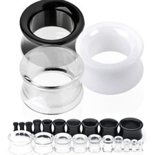 Pair of Double Flare Acrylic Hollow Ear Saddle Tunnels Plugs Earlets Gauges E41