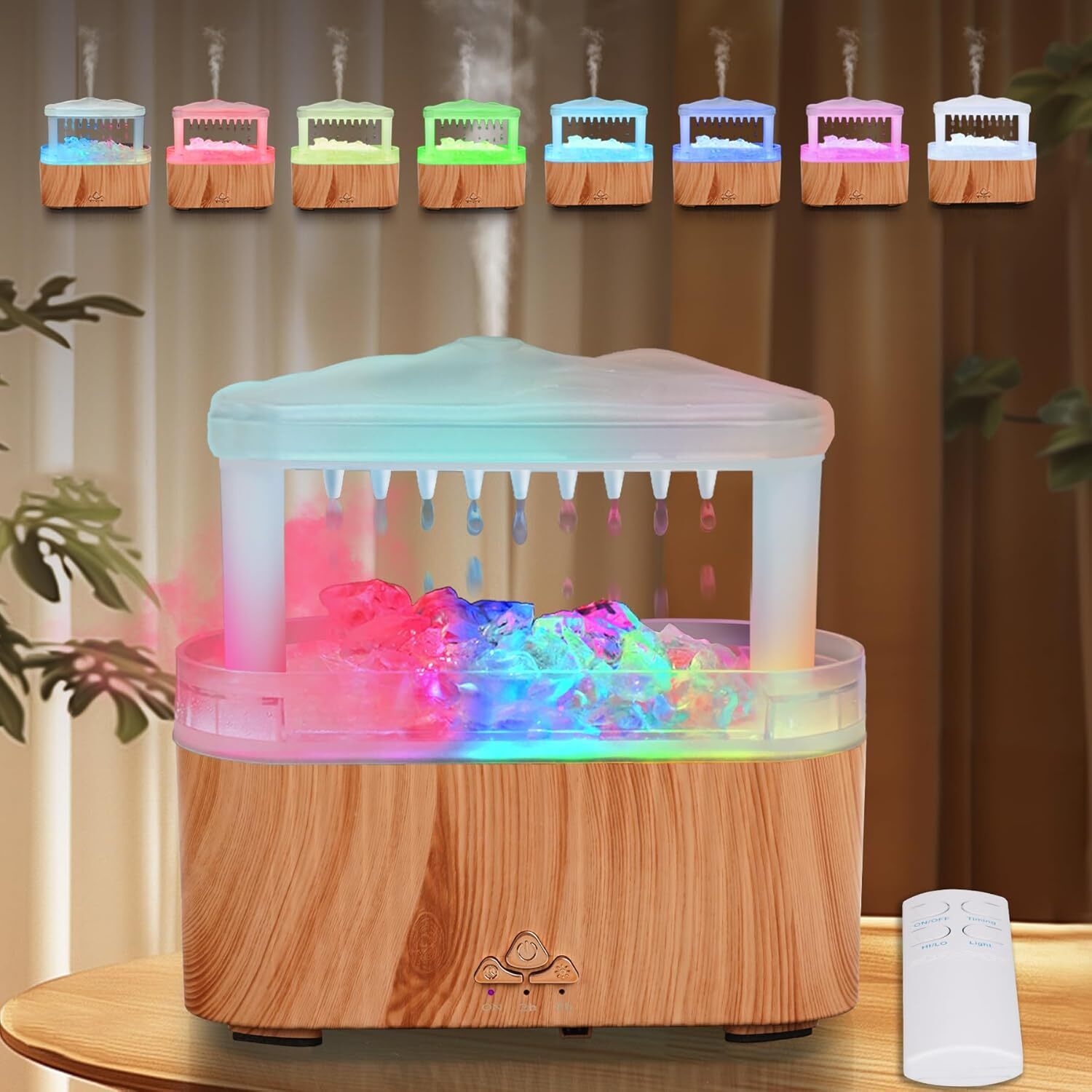 Crystal Stone Essential Oil Diffuser with Rain Cloud Humidifier for Aromatherapy and Air Moisturizing-image