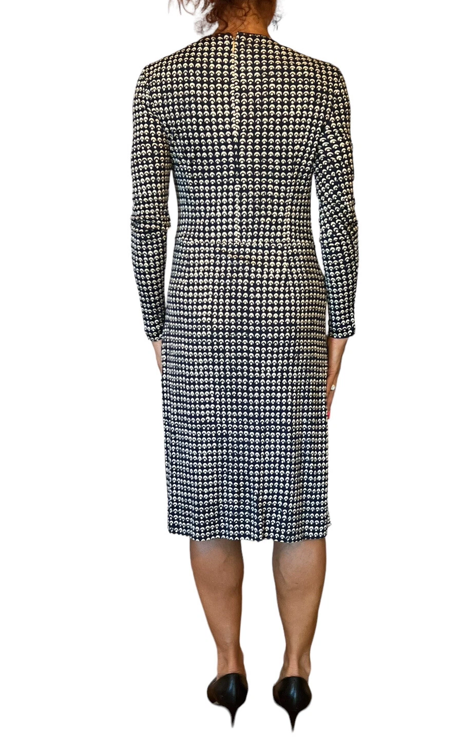 Abito donna TORY BURCH seta Teserra manica lunga cambio blu navy stampa astratta S