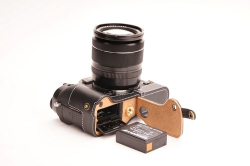 Hecho a mano Cuero Genuino Real Estuche completo con Cámara para FUJIFILM X-T1 XT1 Negro - Imagen 4 de 10