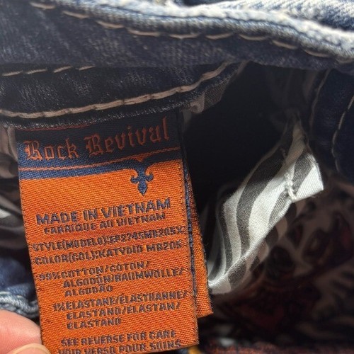Rock Revival Katydid Size 26 Mid Rise Bootcut Rhinestone Jeans Y2K Bling Pockets - Picture 13 of 16