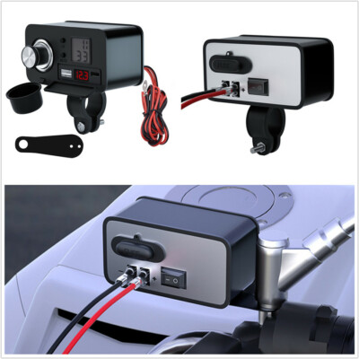 12V Motorcycle Mobile Phone USB Charger Fast Charge Cigarette Lighter  Voltmeter