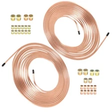 Labwork Brake Line Tubing Kit For Universal 25 Ft 1/4 & 3/16 Copper w/Fittingsx2