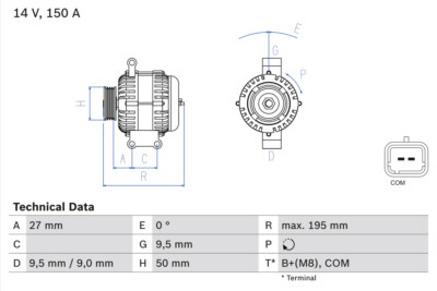 Bosch 0 986 081 820 Alternator for Mini