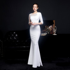 Lace Cocktail Dress Bridal Half Sleeve Banquet Evening Dress Elegant Gown