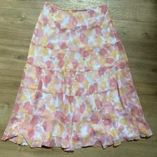 Pastel Floral Watercolor All Over Print Tiered Flowy Whimsy Coquette Maxi Skirt