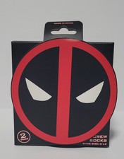Marvel Deadpool Adult Crew Socks 2-Pairs Pack Box Set Shoe Size: 6-12
