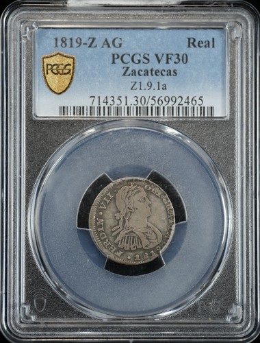 1819 Zacatecas War Of Independence Real PCGS VF-30 Wonderful Look