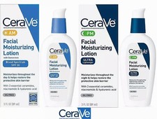 2x CeraVe Facial Moisturizing Lotion Cream PM&AM Ceramides Hyaluronic Acid 89ml