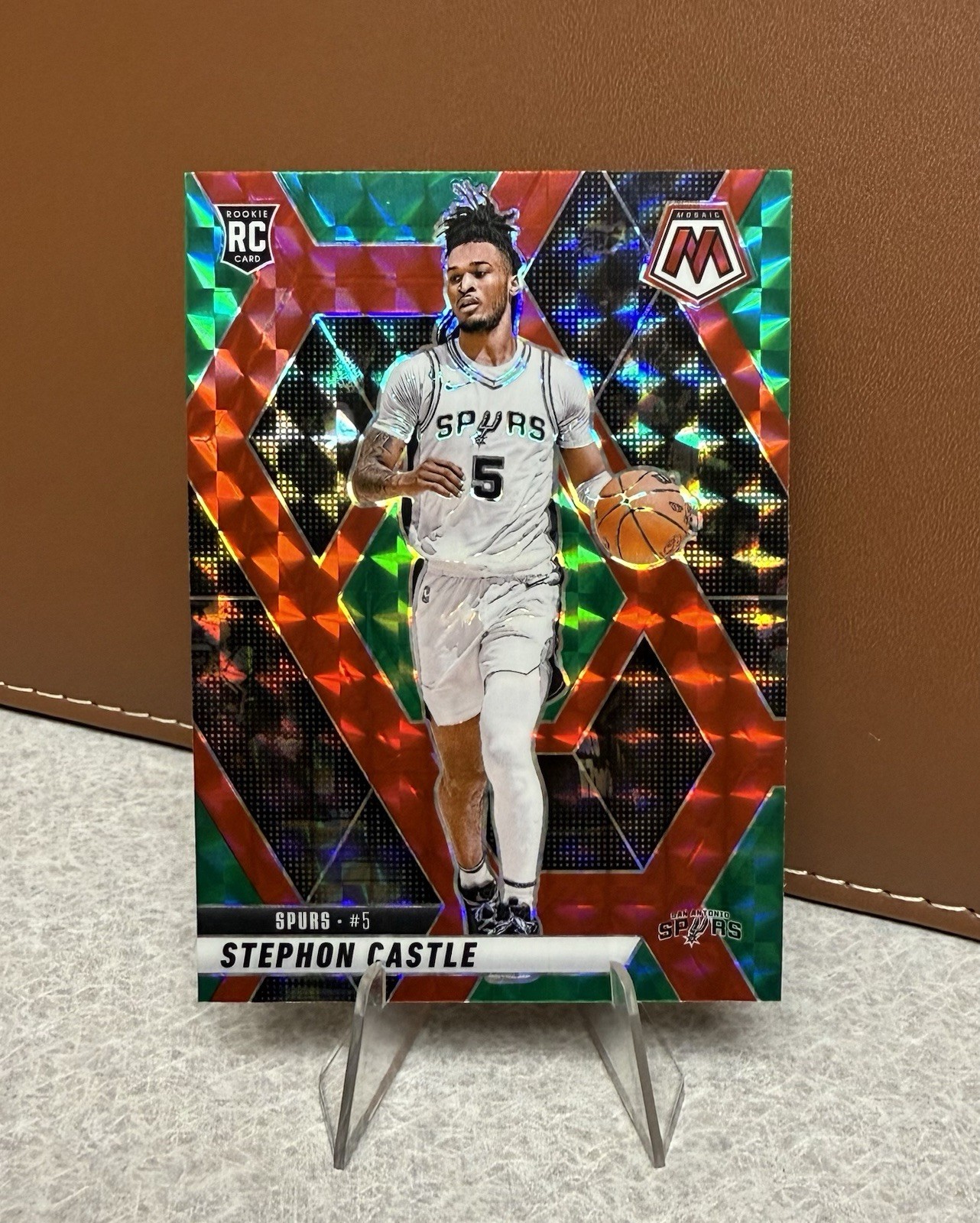 Stephon Castle 2024-25 Mosaic Choice - Red & Green Mosaic Rookie SP #236 Spurs