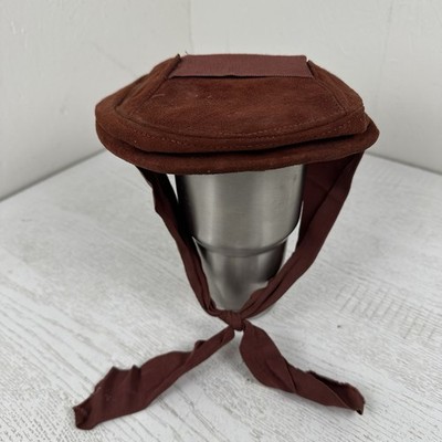 Vintage Beret Style PillBox Hat Maroon Suede Millinery Stabilization Commission